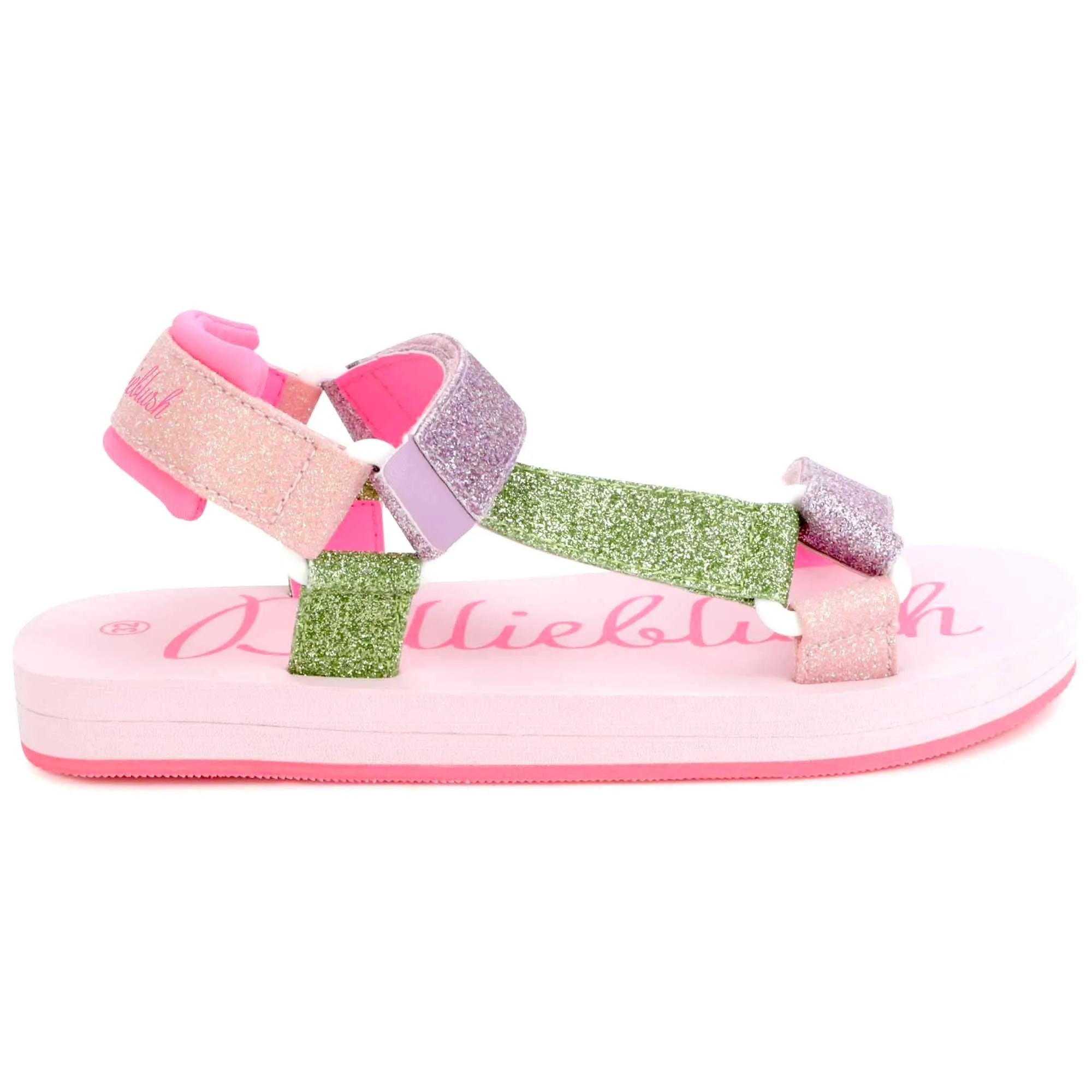 BILLIEBLUSH MULTICOLORED GLITTER VELCRO STRAP SANDALS