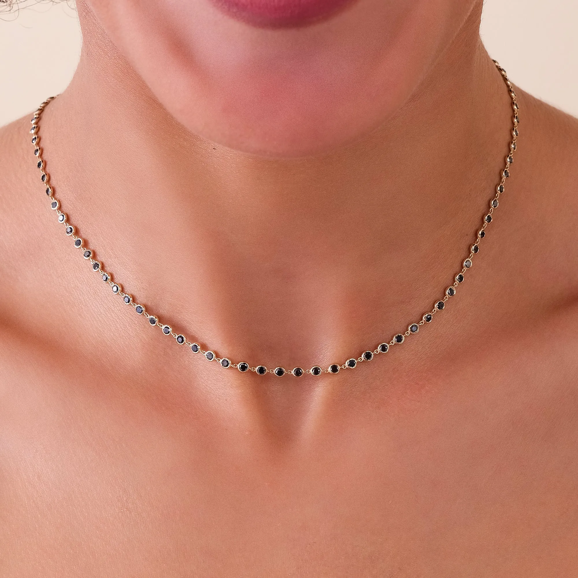 Black Diamond Tennis Necklace, Petra