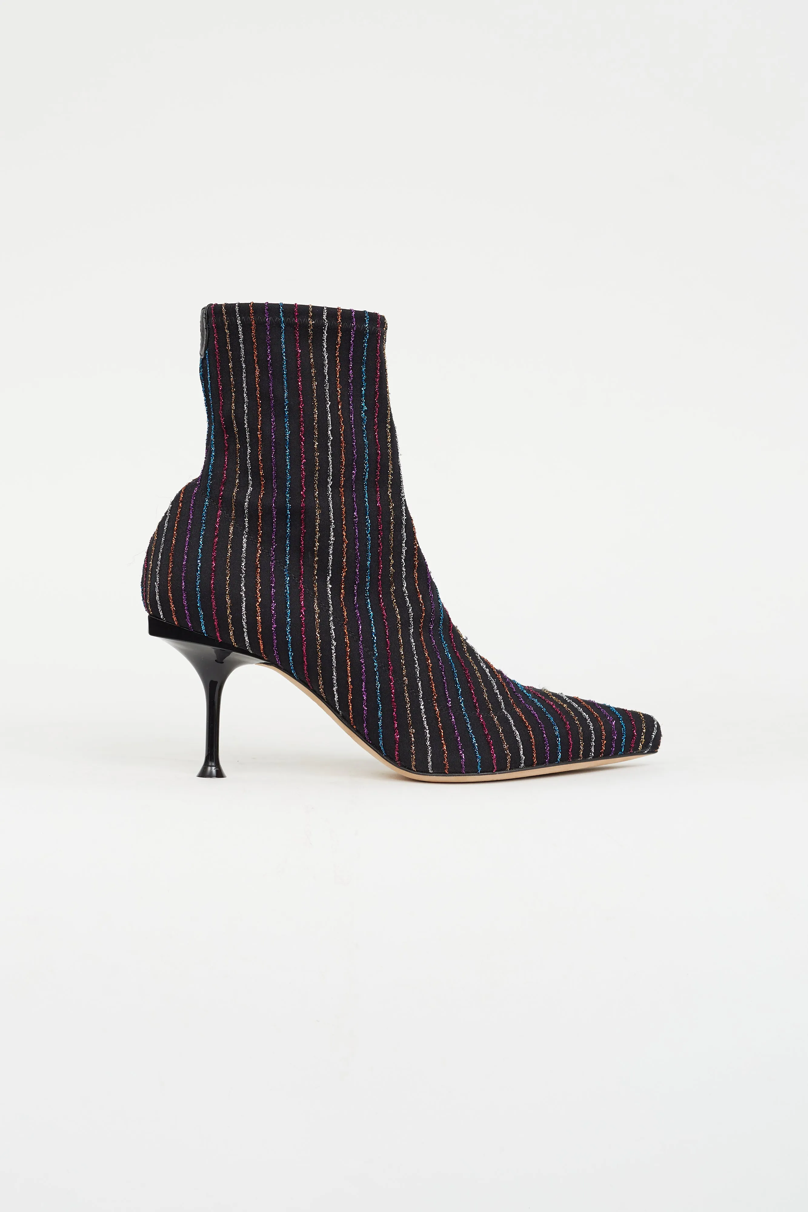 Black Multi Glitter Stripe Sock Boot