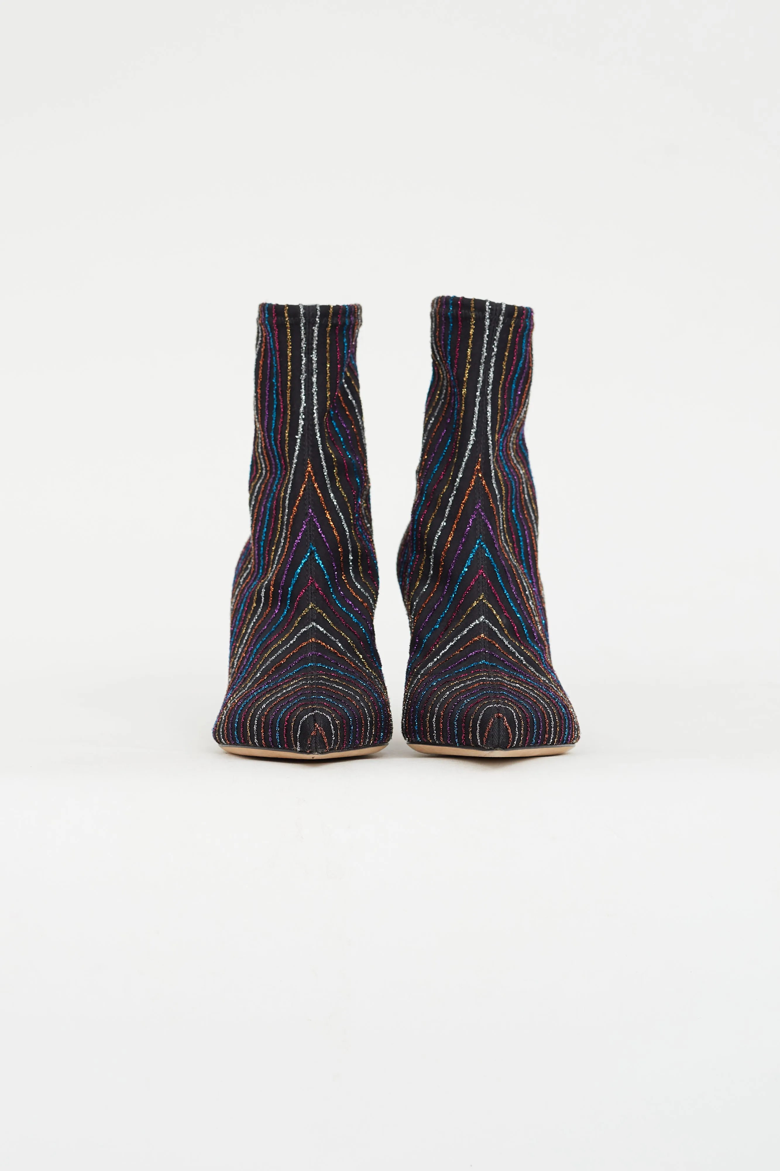 Black Multi Glitter Stripe Sock Boot