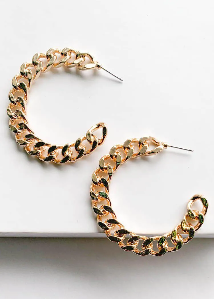 Bronte Chunky Chain Hoops - Gold