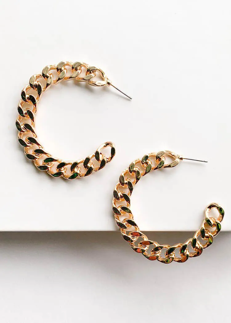 Bronte Chunky Chain Hoops - Gold