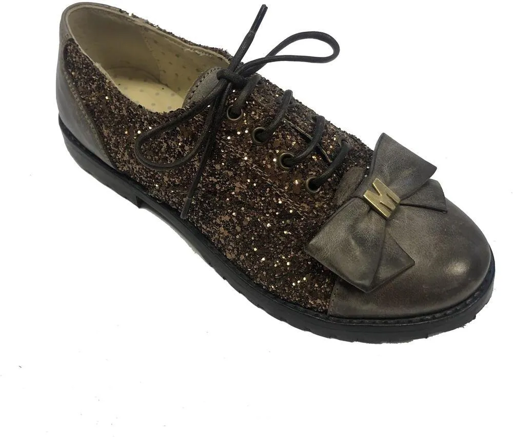 Bronze Glitter Bow Shoe