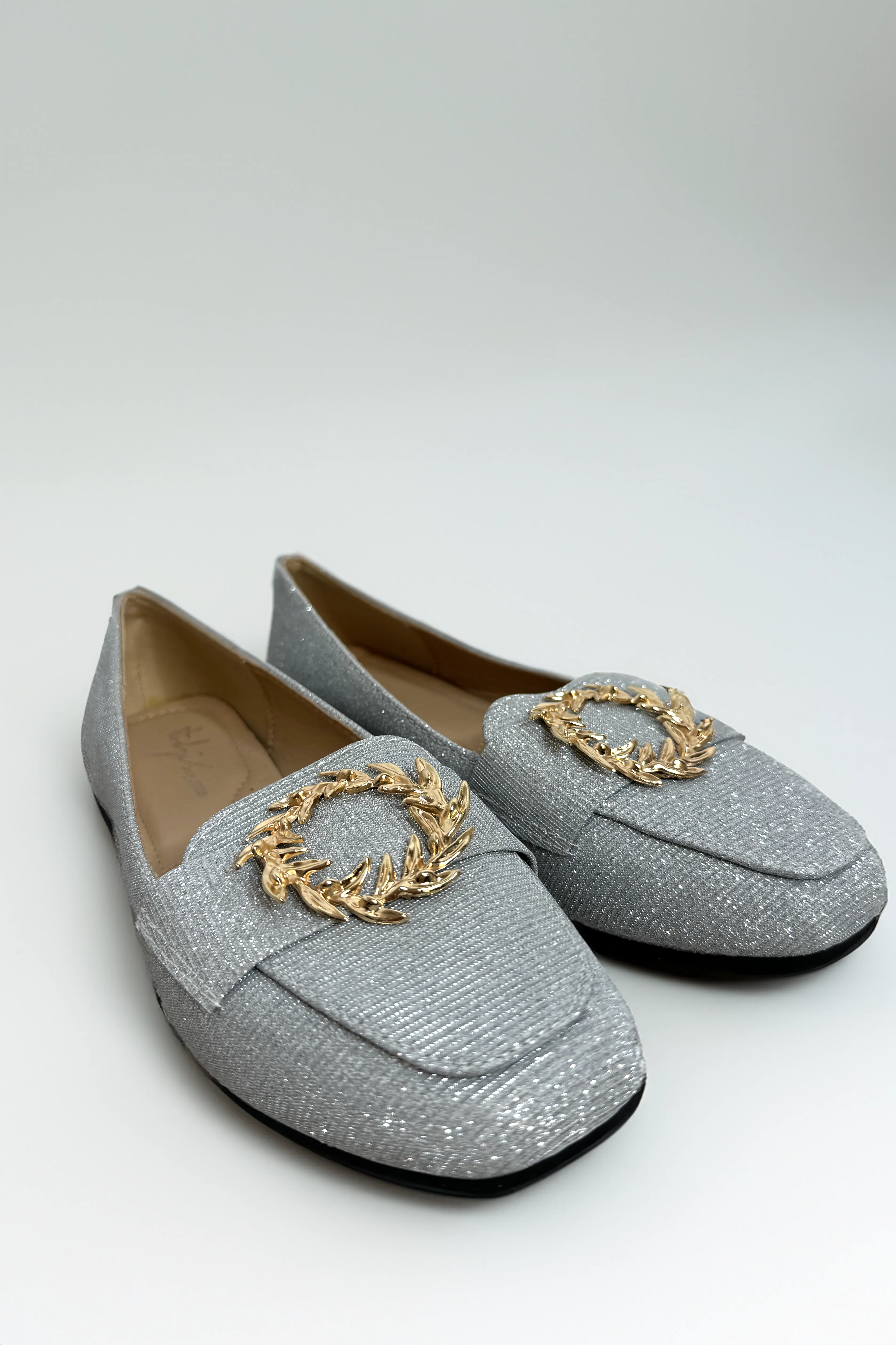 Brooch Buckle Glitter Flat Shoes