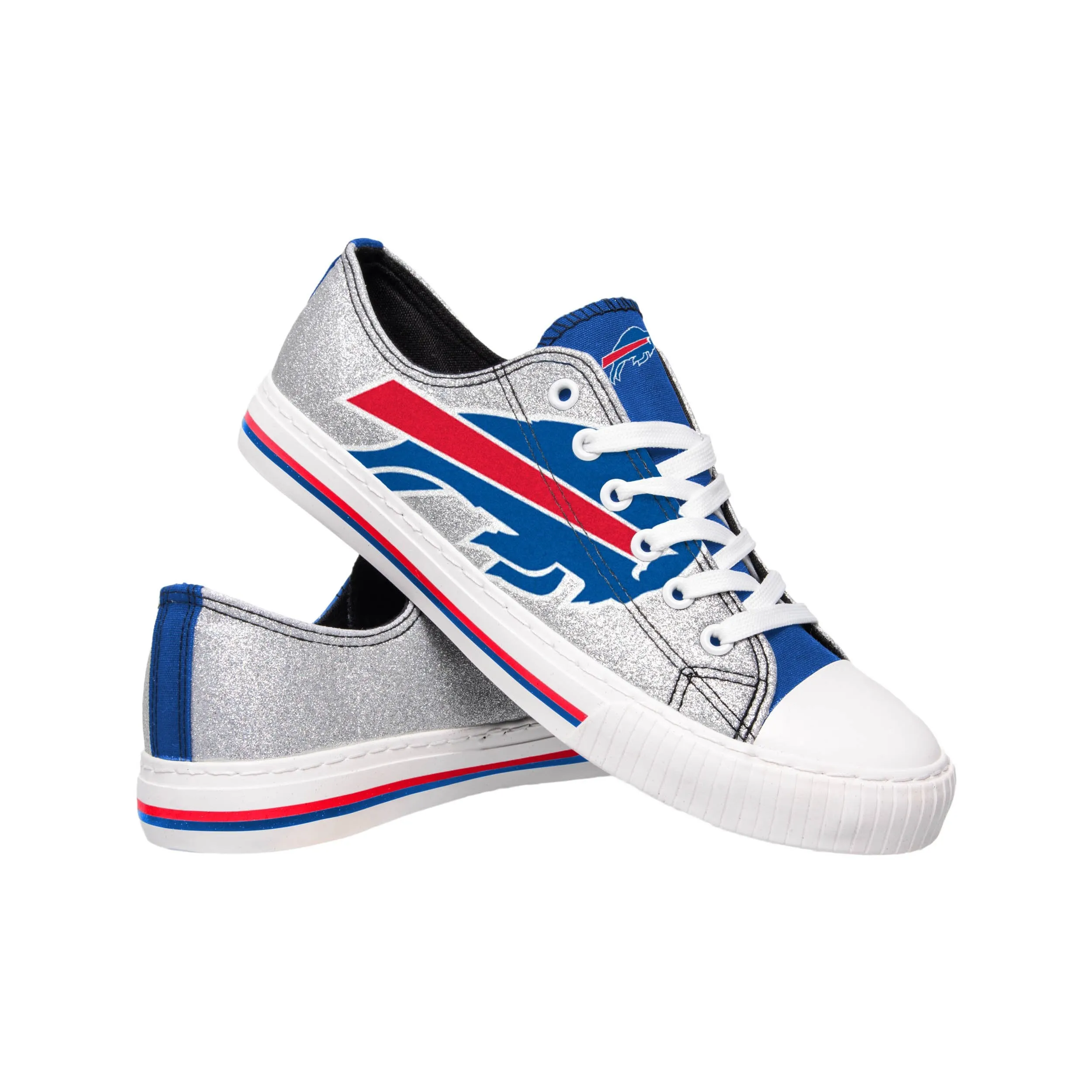 Buffalo Bills NFL Womens Glitter Low Top Canvas Shoes