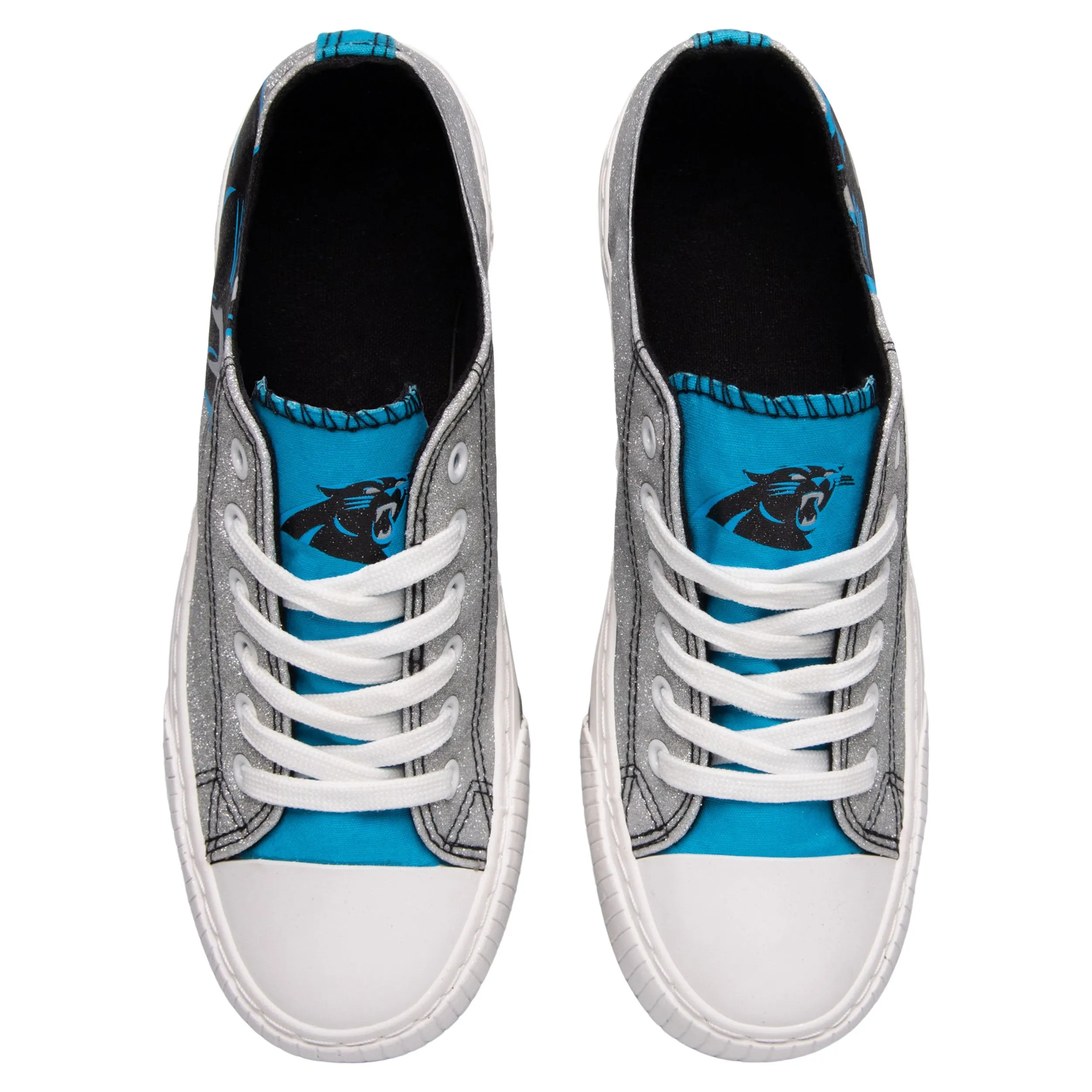 Carolina Panthers NFL Womens Glitter Low Top Canvas Shoes