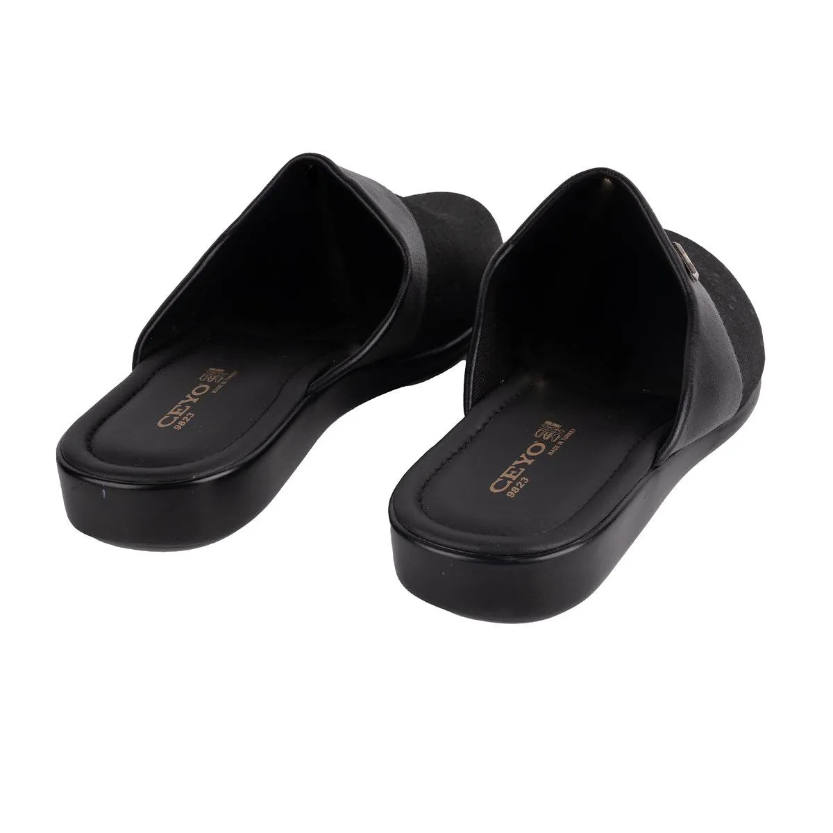 Ceyo Anatomic Chique Mules Slip Ons Fabric Black Colour For Men