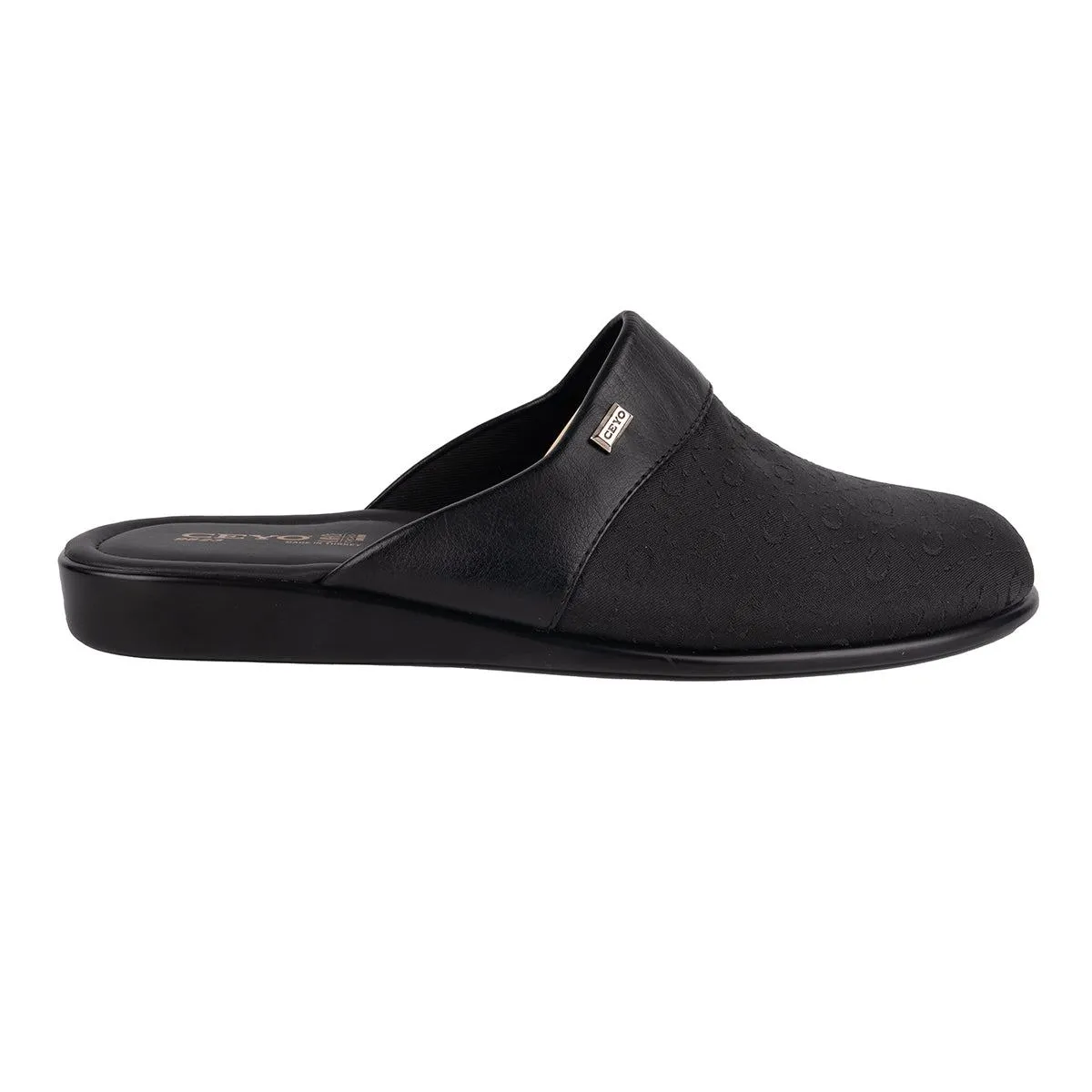 Ceyo Anatomic Chique Mules Slip Ons Fabric Black Colour For Men