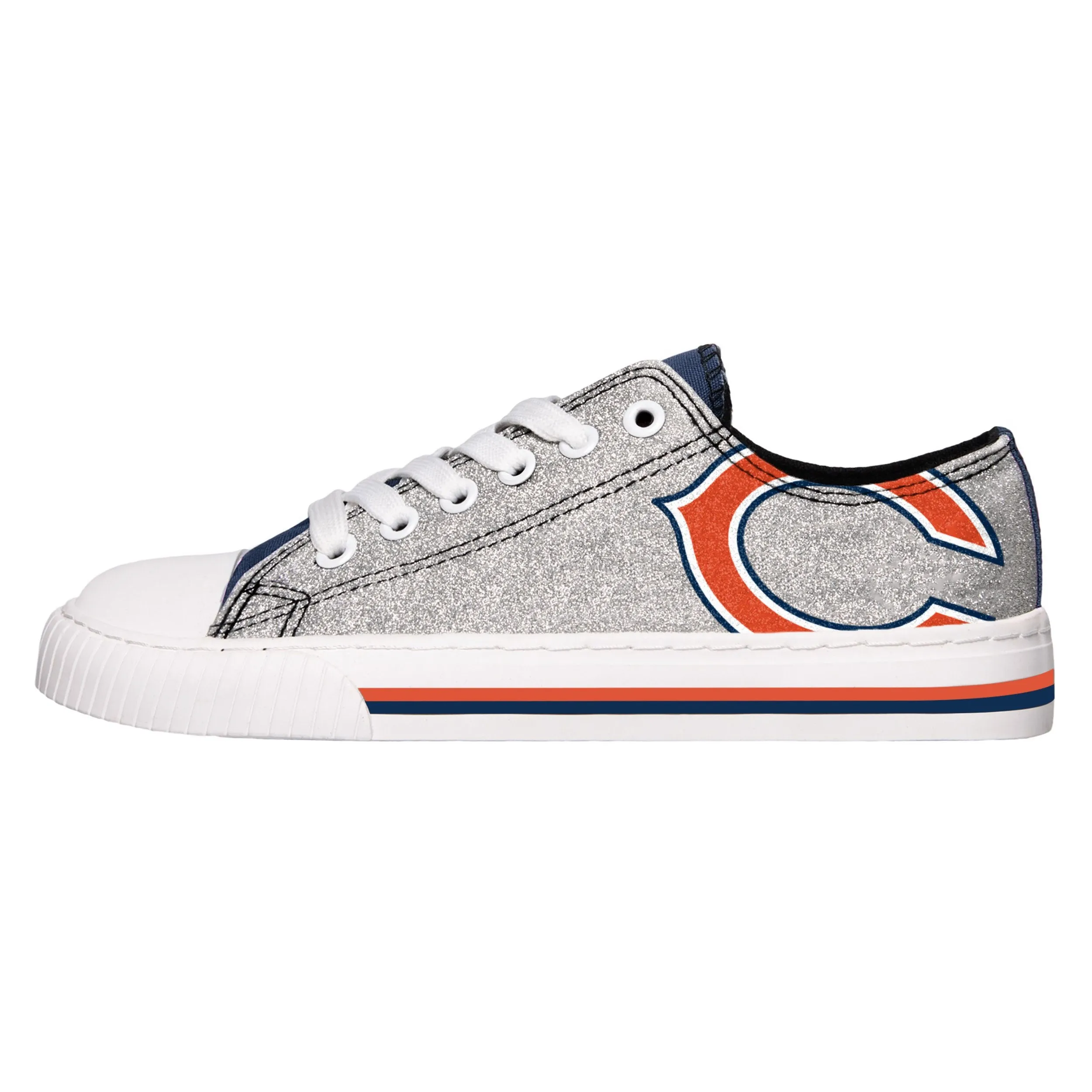 Chicago Bears NFL Womens Glitter Low Top Canvas Shoes