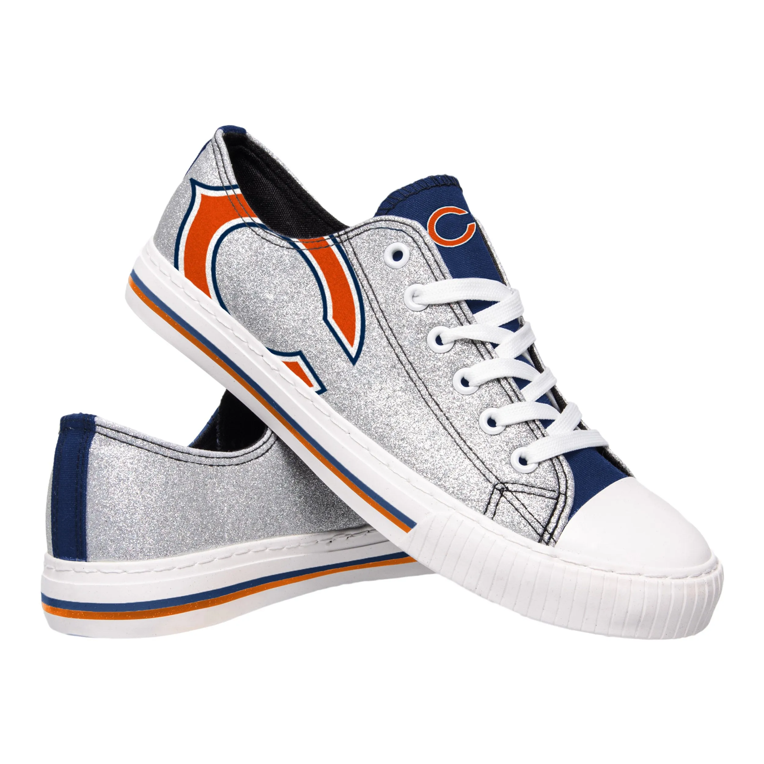 Chicago Bears NFL Womens Glitter Low Top Canvas Shoes