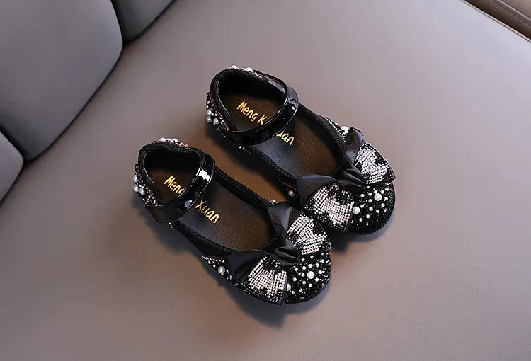 Children's Casual Shoes - Rhinestone Leather with Sequins and Bowknot - H06262