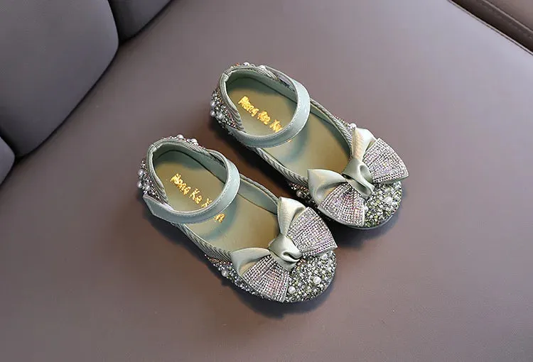 Children's Casual Shoes - Rhinestone Leather with Sequins and Bowknot - H06262