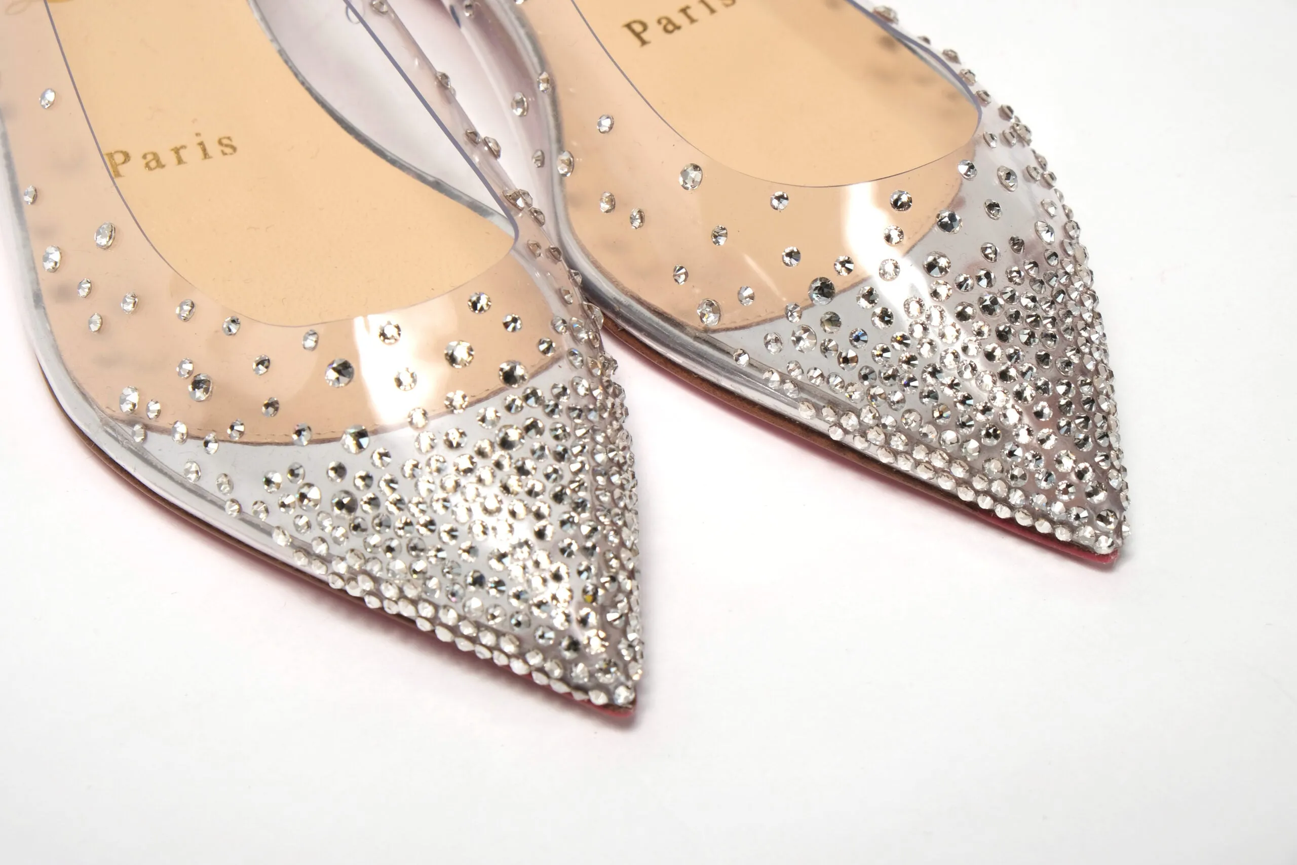 Christian Louboutin Silver Crystals Flat Point Toe Shoe