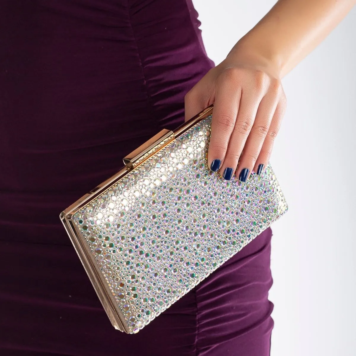 Clara Vegan Sequin Glitter Clutch | Sparkling Silver