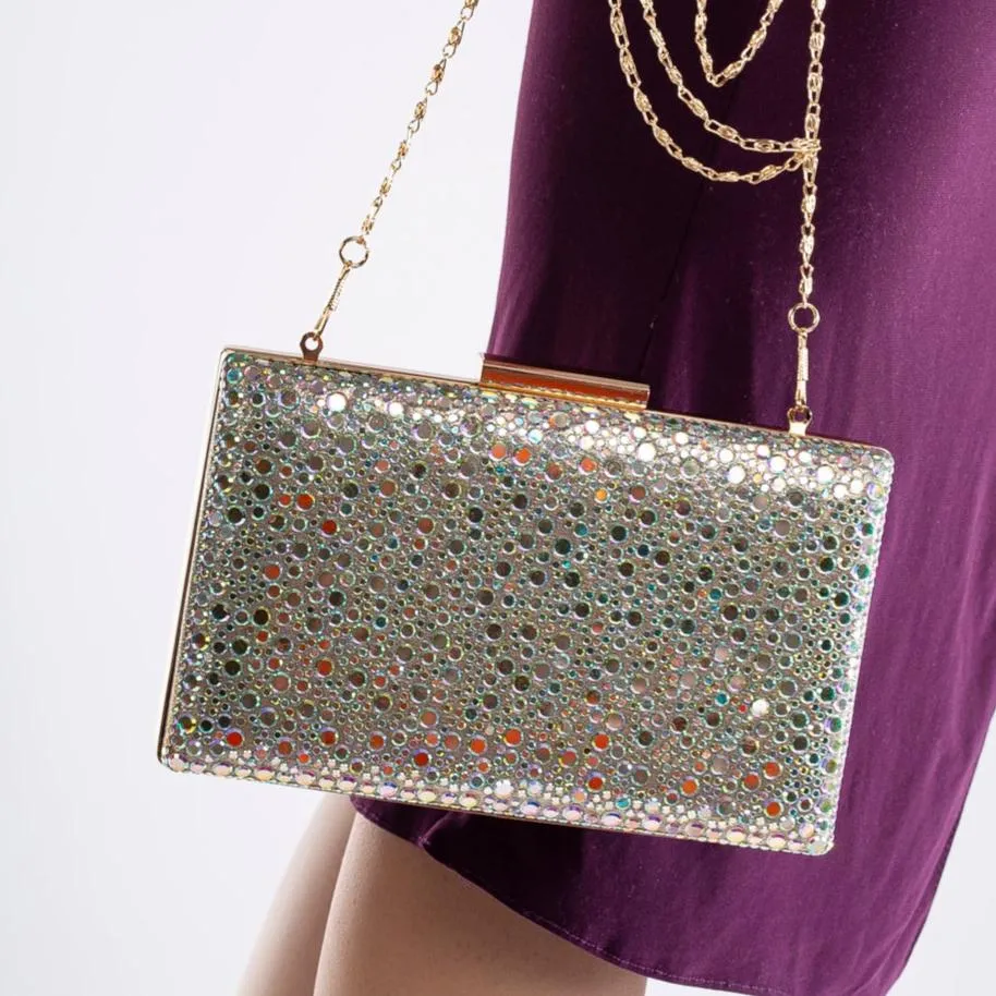 Clara Vegan Sequin Glitter Clutch | Sparkling Silver