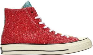 Converse JW Anderson x Chuck 70 Hi Glitter Pack Sneakers - Cherry Sulfur, Red