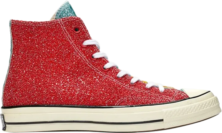 Converse JW Anderson x Chuck 70 Hi Glitter Pack Sneakers - Cherry Sulfur, Red