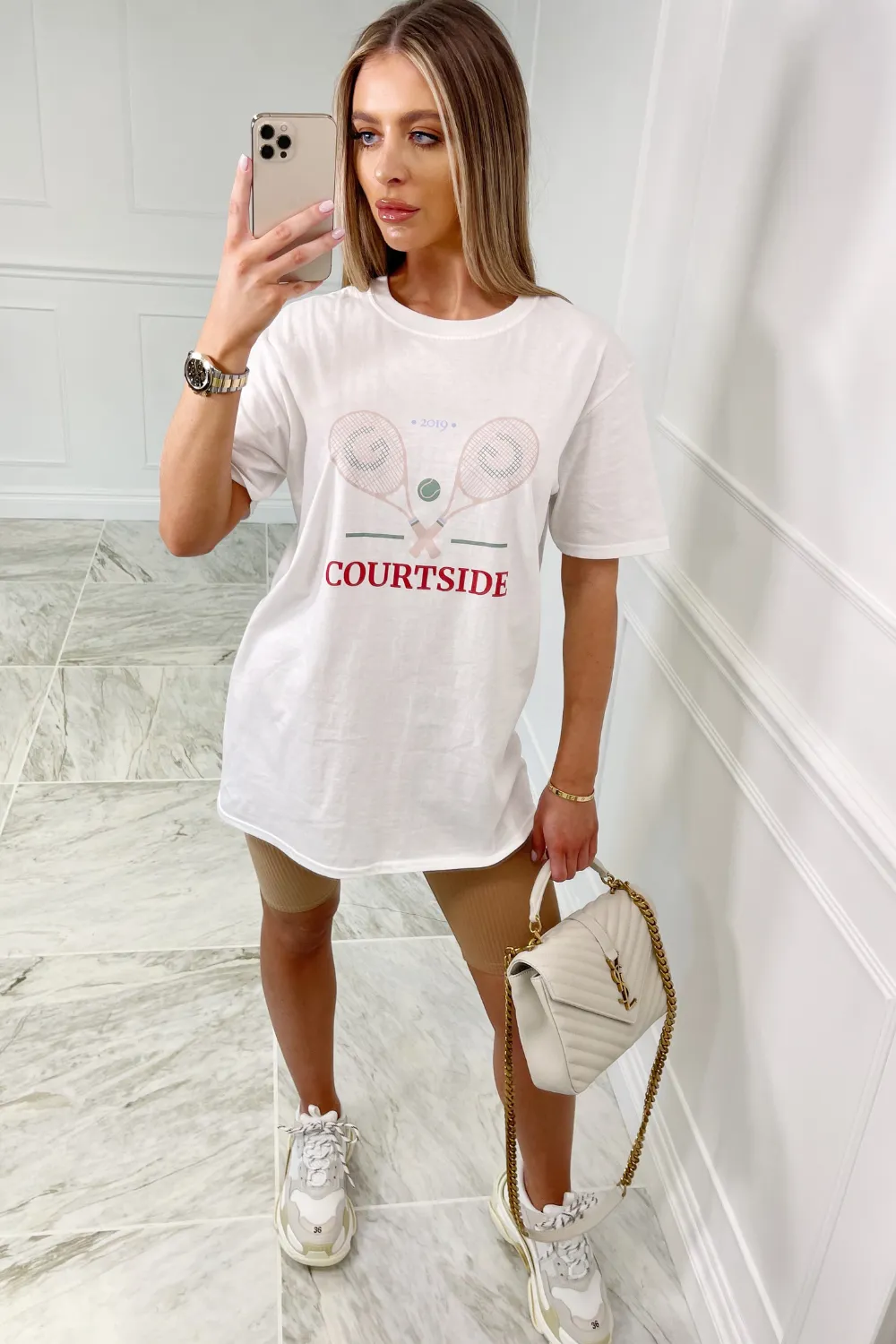 Courtside White Oversized Tee