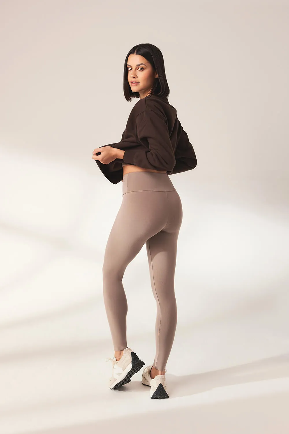 Curve Lightweight Everyday High Waisted Leggings - Stone