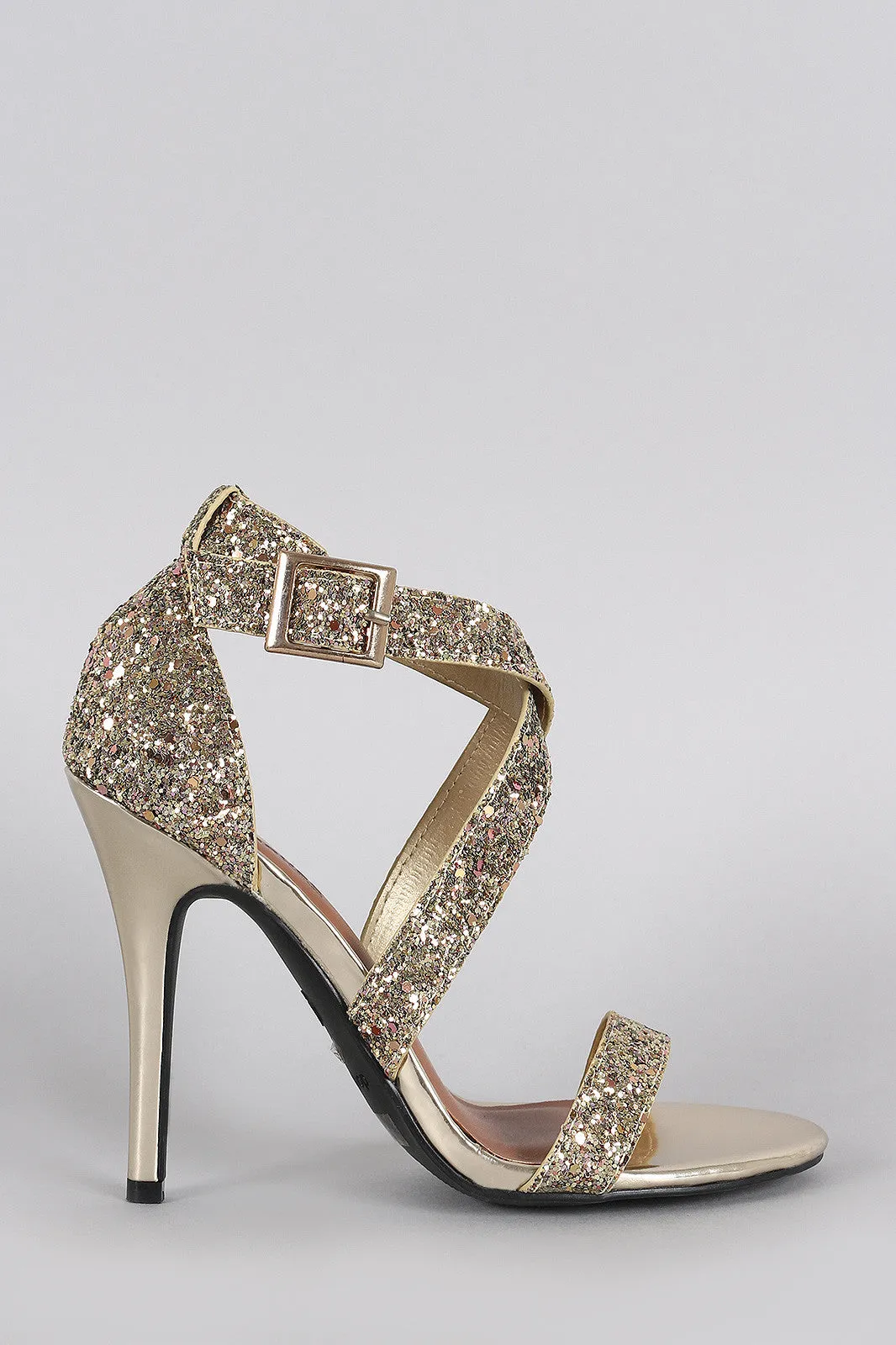 Dollhouse Glitter Crisscross Open Toe Heel