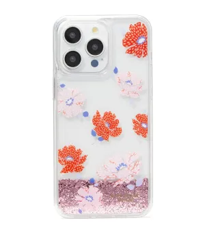 Dotty Floral Liquid Glitter iPhone 15 Pro Max Case