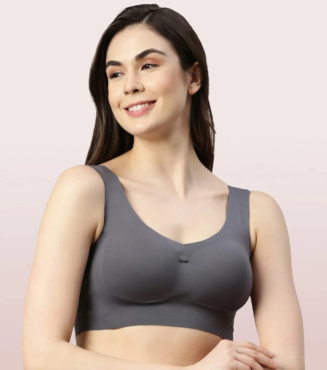 Enamor InvisiBra F070 Ultra Smooth Freedom Bra for Women- Padded Wirefree and Full Coverage - Pale Skin