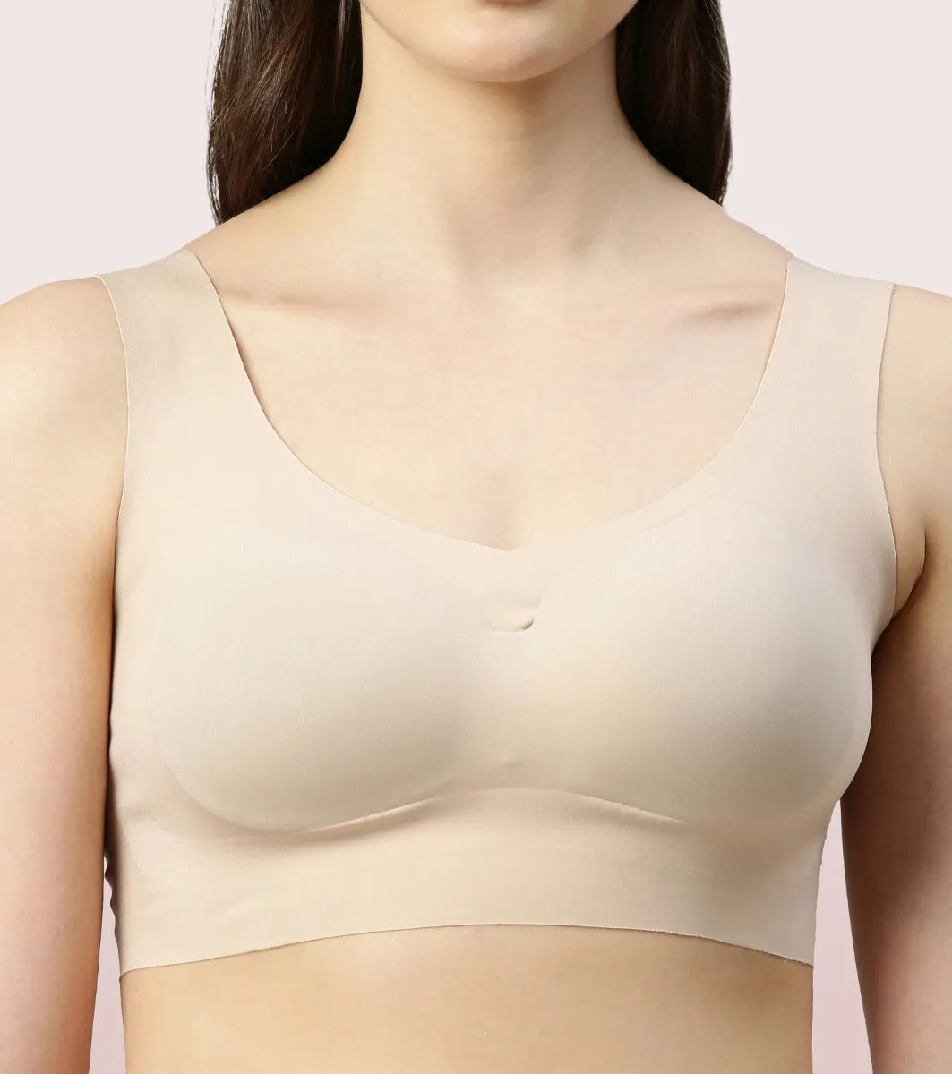 Enamor InvisiBra F070 Ultra Smooth Freedom Bra for Women- Padded Wirefree and Full Coverage - Pale Skin