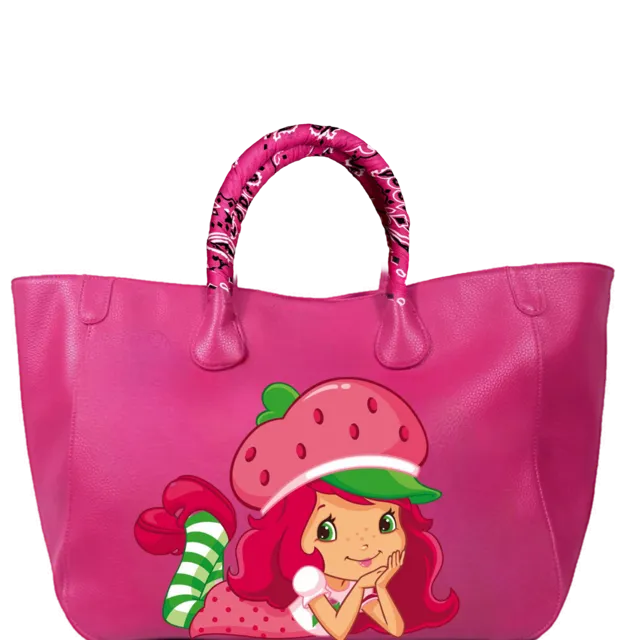 Everyday Vegan Tote - Strawberry Shrotcake Leather Hand Painted