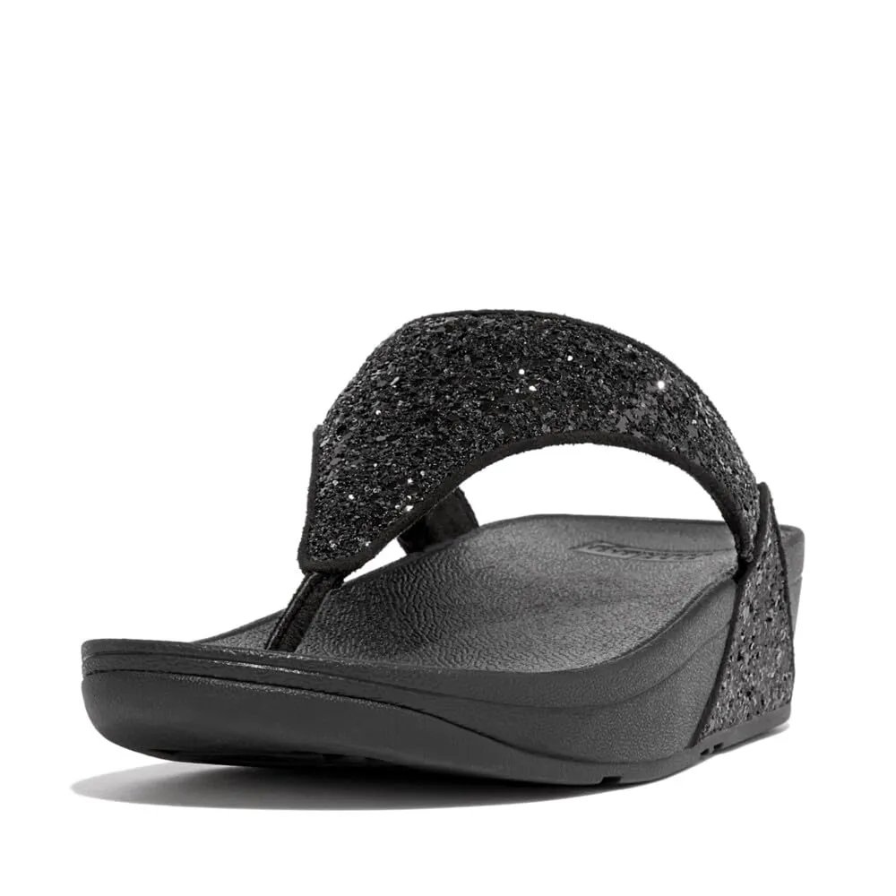 FitFlop X03339-045 LULU Glitter Toe-Thongs Black Glitter