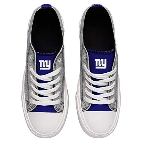 FOCO New York Giants NFL Womens Glitter Low Top Canvas Shoes - 10