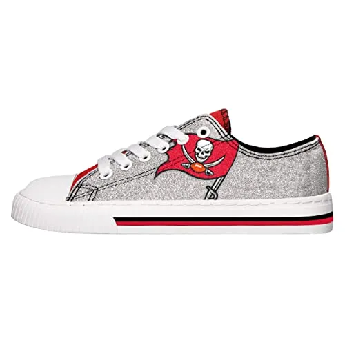 FOCO Tampa Bay Buccaneers NFL Womens Glitter Low Top Canvas Shoes - 10