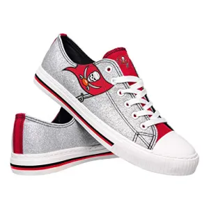 FOCO Tampa Bay Buccaneers NFL Womens Glitter Low Top Canvas Shoes - 10