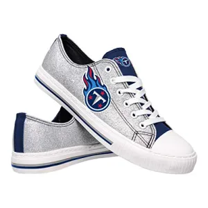 FOCO Tennessee Titans NFL Womens Glitter Low Top Canvas Shoes - 9