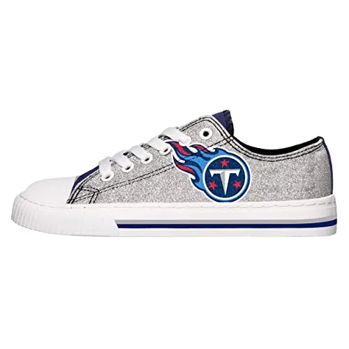 FOCO Tennessee Titans NFL Womens Glitter Low Top Canvas Shoes - 9