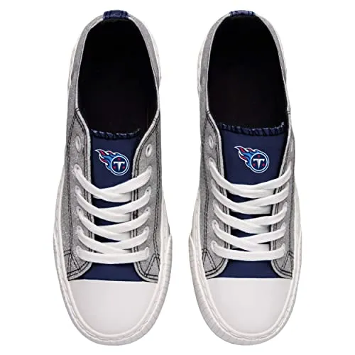 FOCO Tennessee Titans NFL Womens Glitter Low Top Canvas Shoes - 9