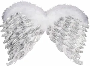 Forum Novelties White and Silver Feather Angel Wings