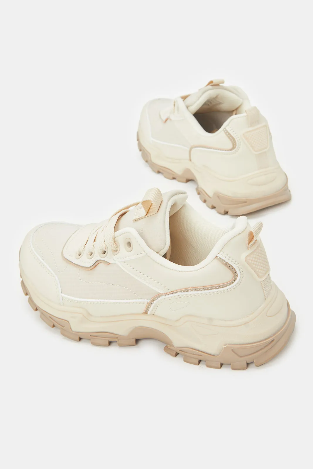 Girls Beige Chunky Trainers