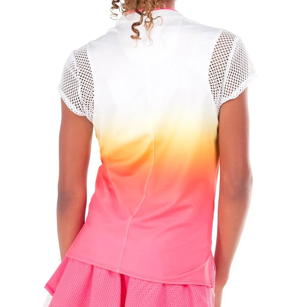 Girl's Coco Ombre Short Sleeve Tennis Top White