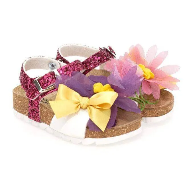 Girls Flower Glitter Sandal