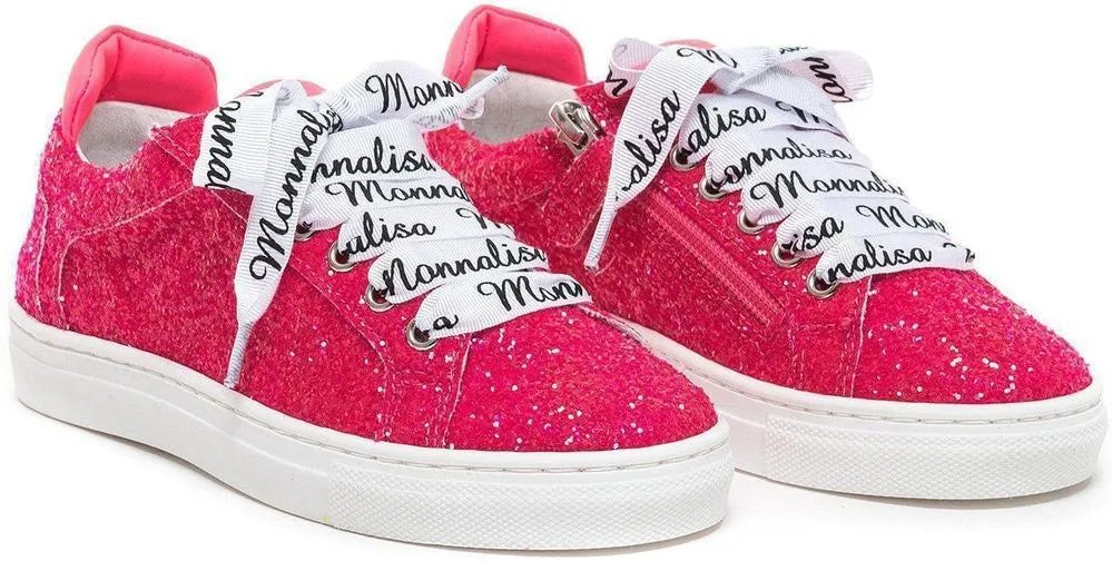 Girls Fuchsia Glitter Trainers