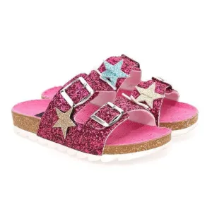 Girls Pink Star Glitter Sandals