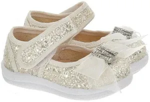 Girls White Glitter Ballerina Shoes