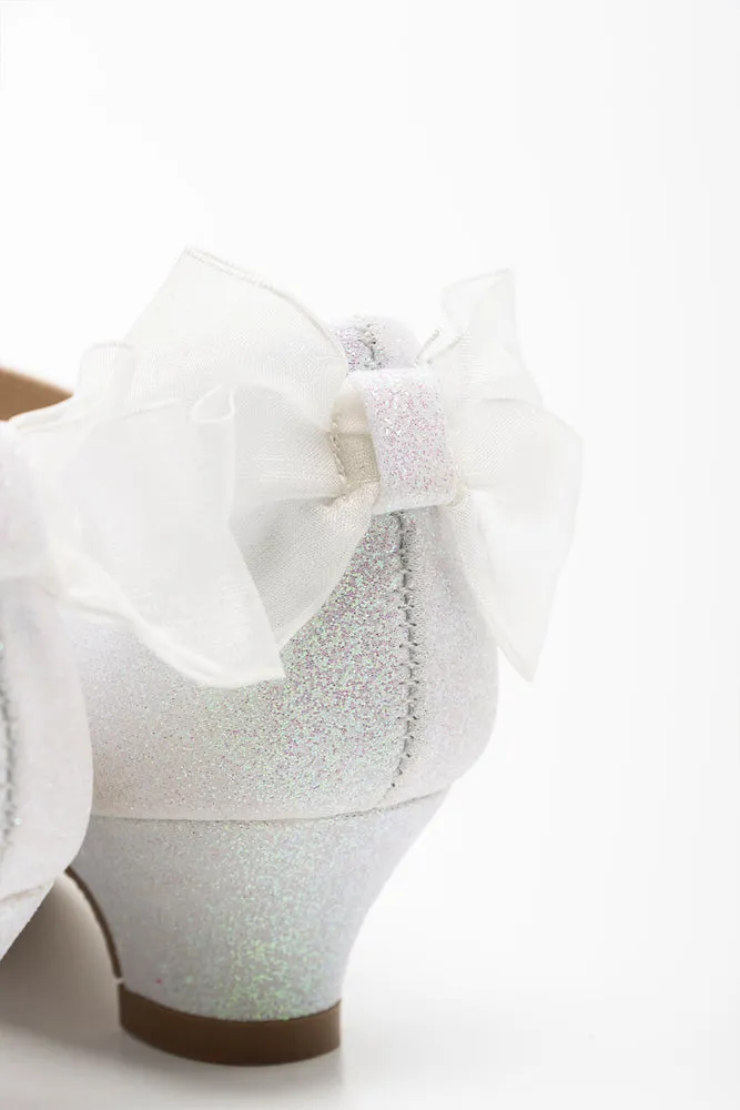 Glitter Bow Heel White