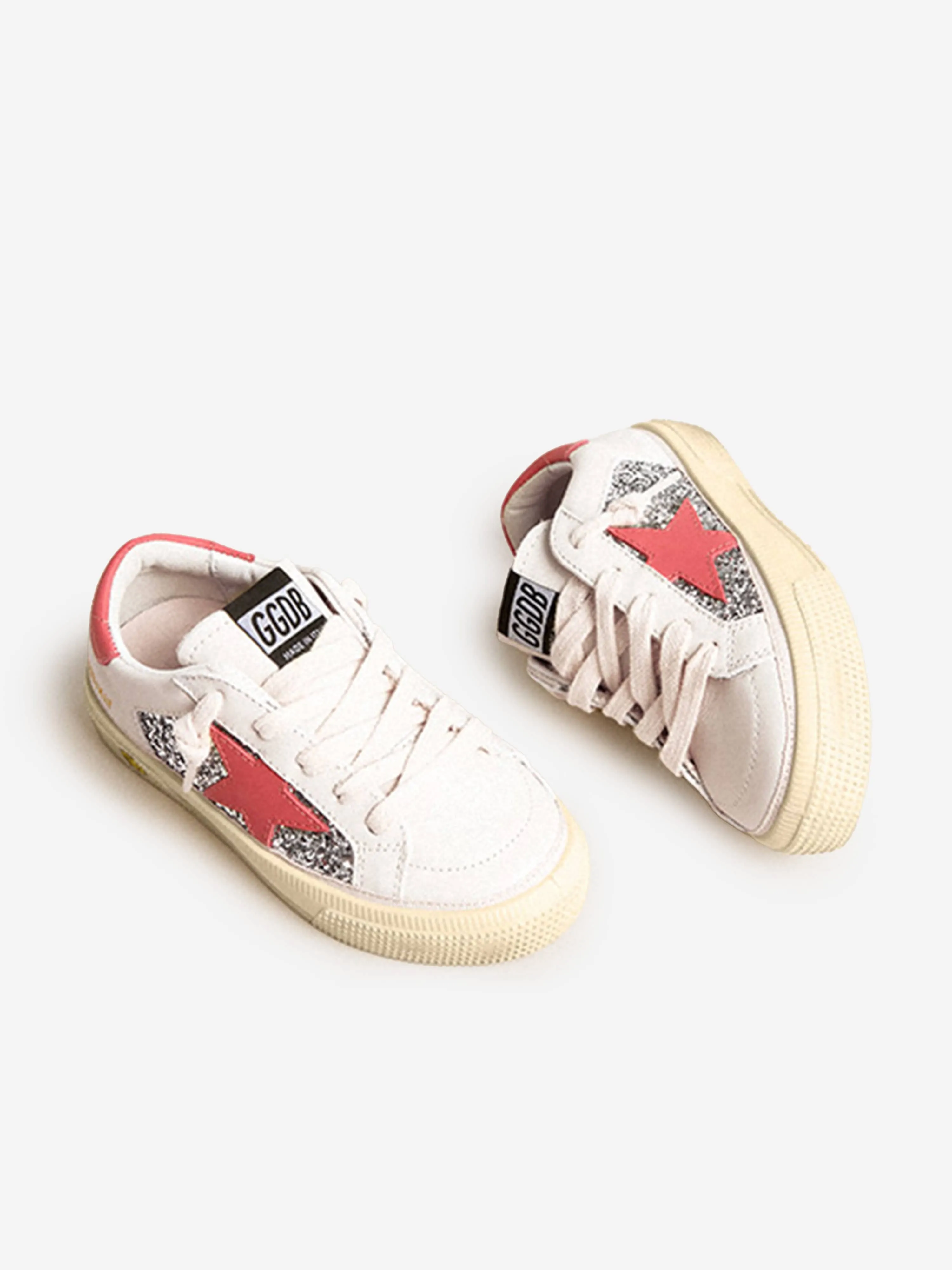 Golden Goose Girls Glitter and Leather Star May Trainers in Multicolour