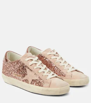 Golden Goose Super-star Sneaker with Glitter Suede Trim, Pink