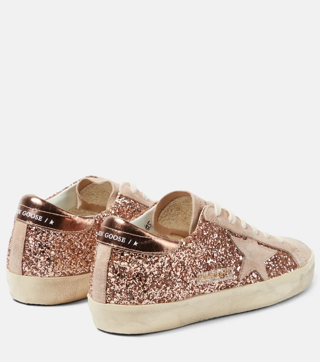 Golden Goose Super-star Sneaker with Glitter Suede Trim, Pink