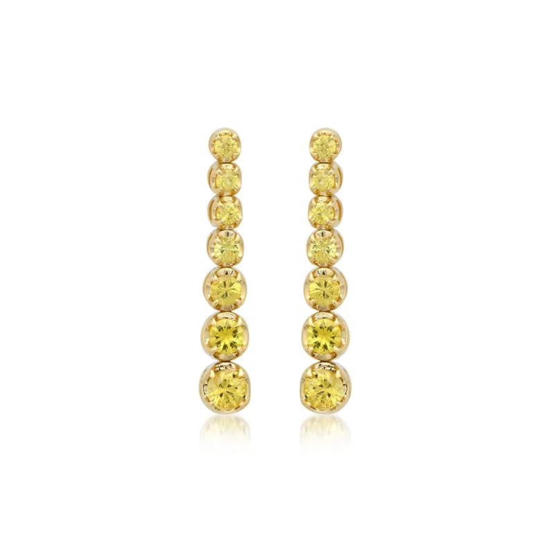 Graduated Yellow Sapphire Tennis Studs