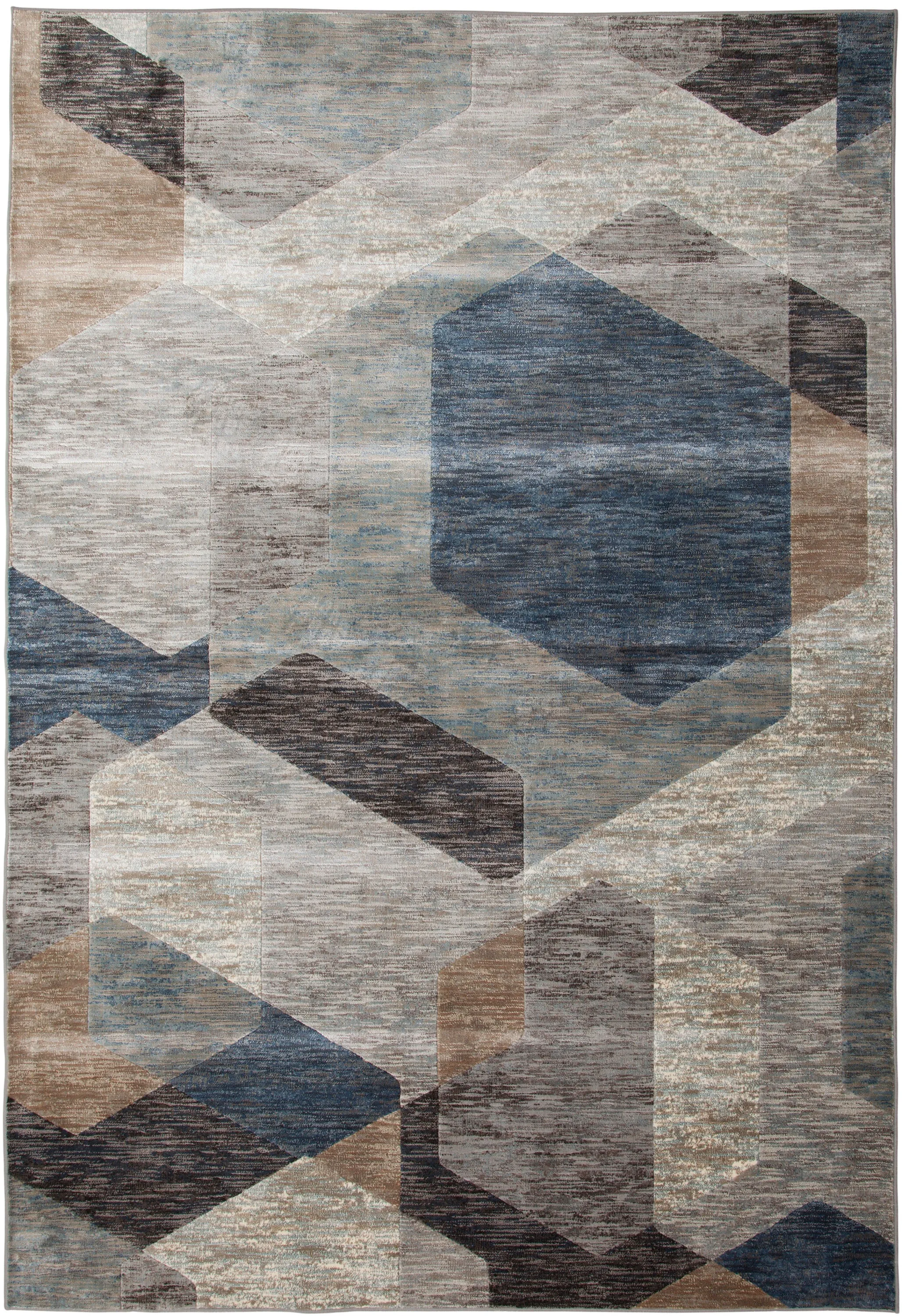 Gray/Blue/Natural Geometric Area Rug, 8x10