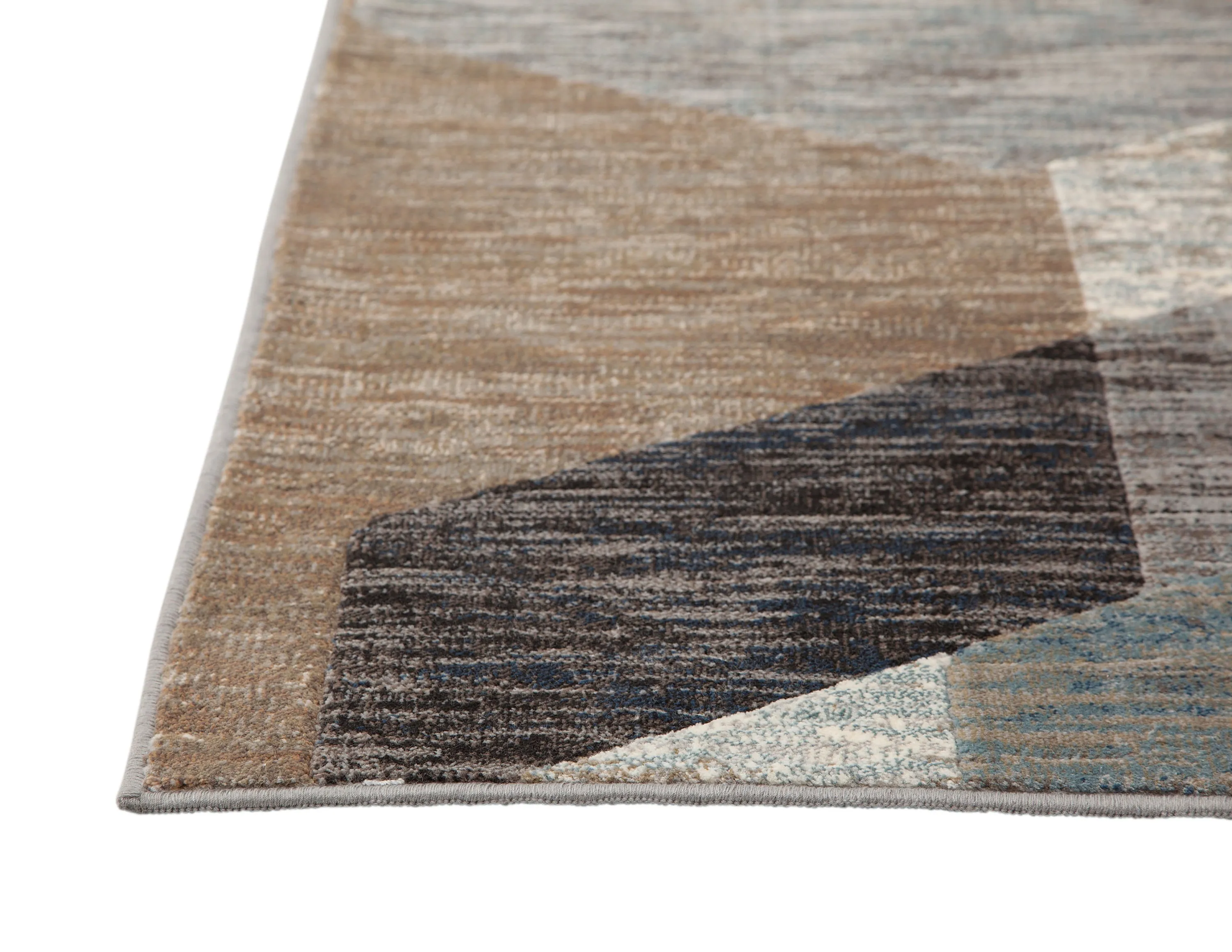 Gray/Blue/Natural Geometric Area Rug, 8x10