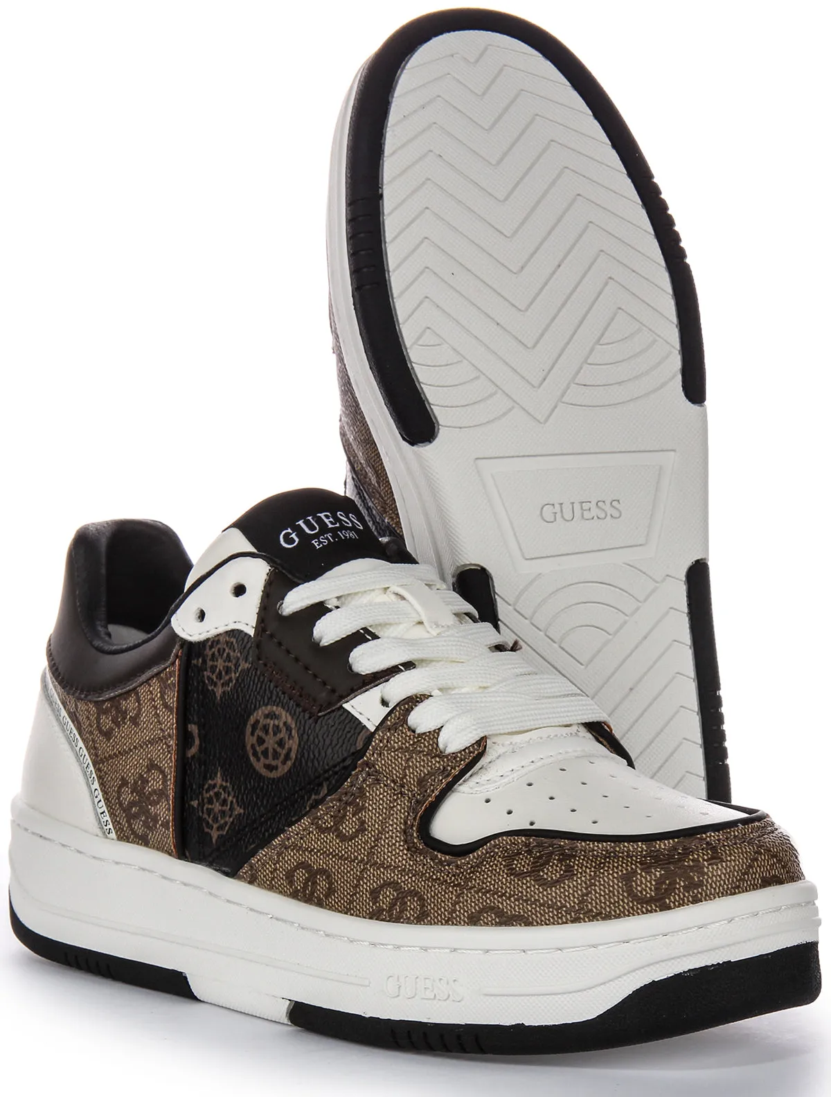 Guess Ancie Dual Trainers In Brown White For Women